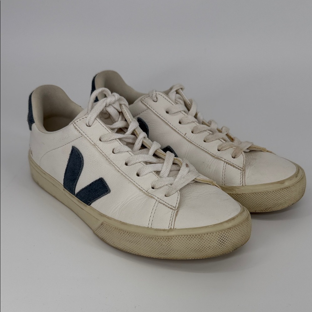 Veja Campo California Suede Leather Women Sneaker Wht/Blue Chromefree T2 Size 10 - Picture 2 of 12